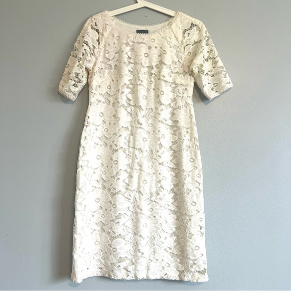 Rabbit Rabbit Rabbit White Lace Embroidery Flowers Fit and Flare Dress Size 4 - Picture 1 of 10